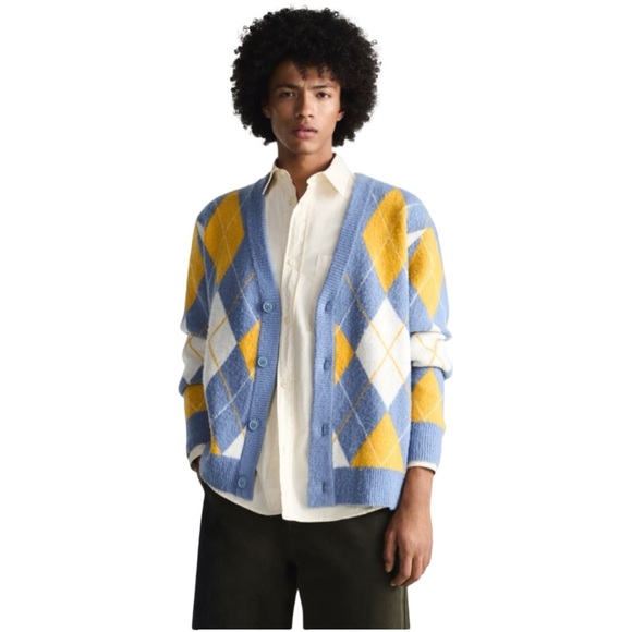 Zara argyle cardigan sweater. - Picture 3 of 7